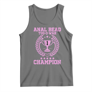 Funny #1 Anal Bead Tug O War Champion Tank Top Pink Adult Humor Cringe - PrintYourWear Size: XS Color: Black Heather