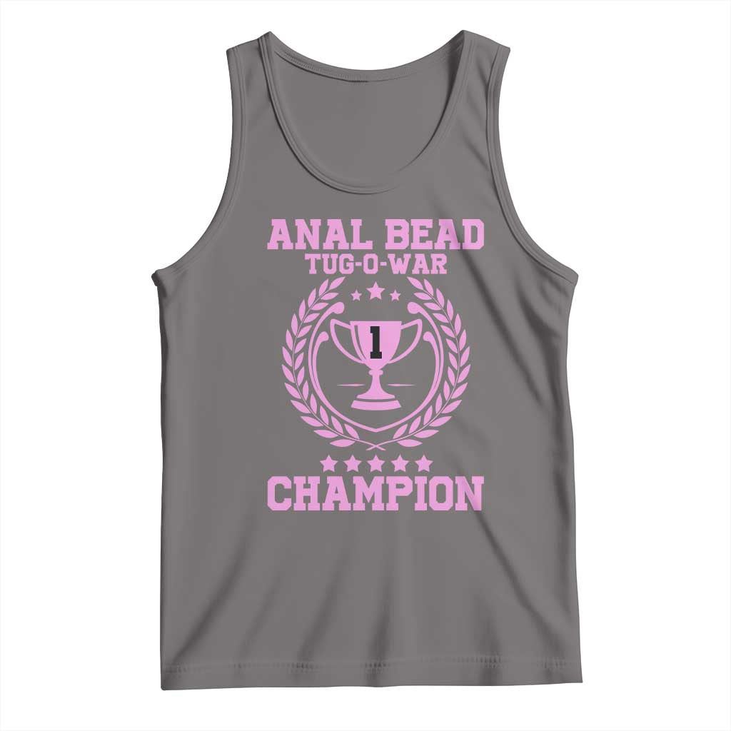 Funny #1 Anal Bead Tug O War Champion Tank Top Pink Adult Humor Cringe - PrintYourWear Size: XS Color: Deep Heather