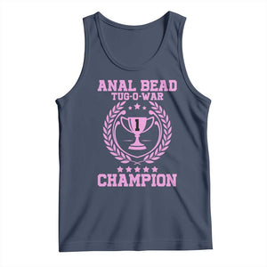 Funny #1 Anal Bead Tug O War Champion Tank Top Pink Adult Humor Cringe - PrintYourWear Size: XS Color: Navy