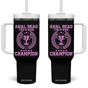 Funny #1 Anal Bead Tug O War Champion Tumbler With Handle Pink Adult Humor Cringe - Print Your Wear
