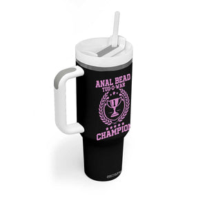 Funny #1 Anal Bead Tug O War Champion Tumbler With Handle Pink Adult Humor Cringe - Print Your Wear