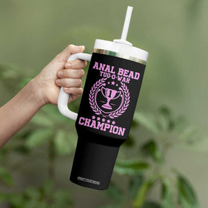 Funny #1 Anal Bead Tug O War Champion Tumbler With Handle Pink Adult Humor Cringe - Print Your Wear