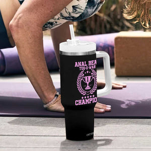 Funny #1 Anal Bead Tug O War Champion Tumbler With Handle Pink Adult Humor Cringe - Print Your Wear