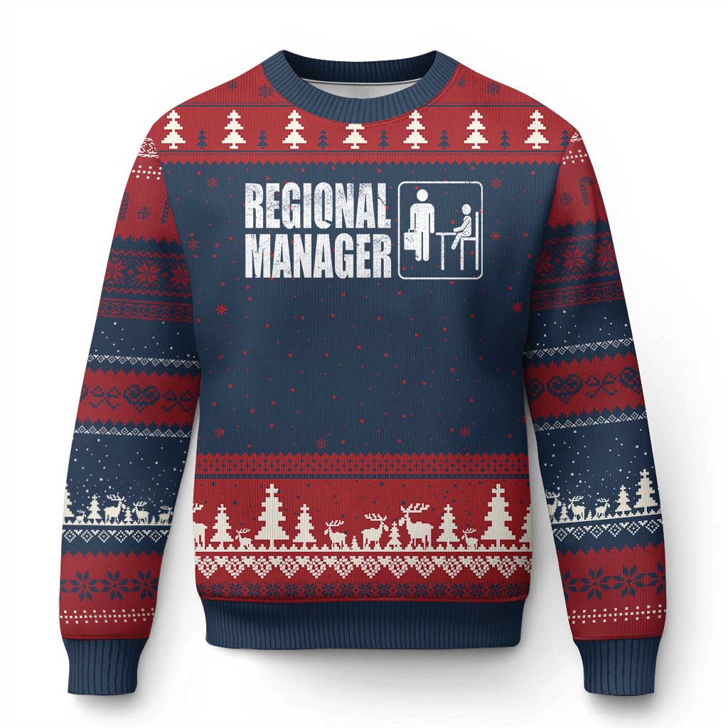 Regional Manager Ugly Christmas Sweater Funny Dad Baby Matching TS11 Navy Red Print Your Wear