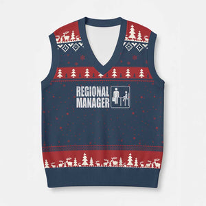 Regional Manager V-Neck Knit Sweater Vest Funny Dad Baby Matching TS11 Navy Red Print Your Wear