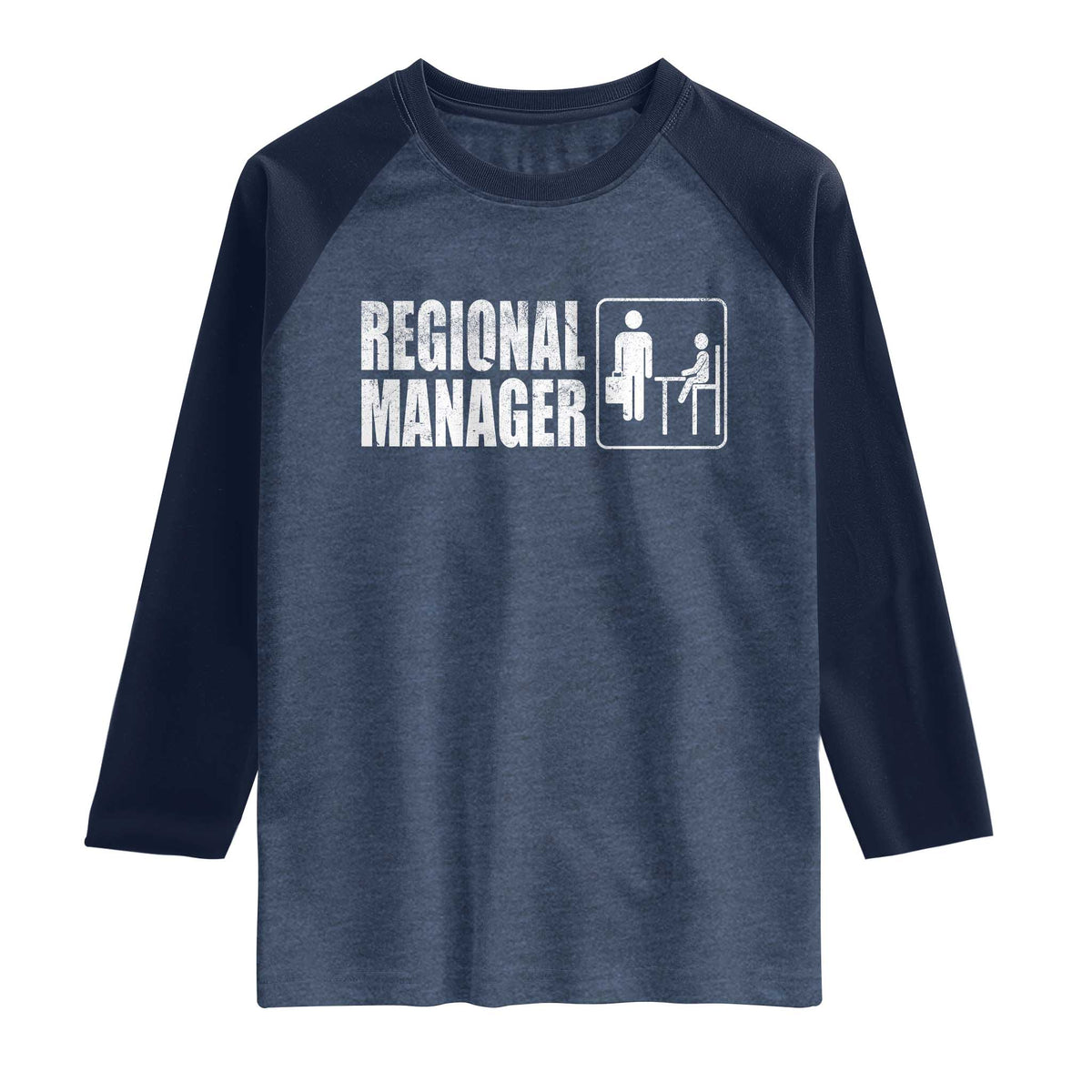 Regional Manager Raglan Shirt Funny Dad Baby Matching TS11 Heather Denim Navy Print Your Wear