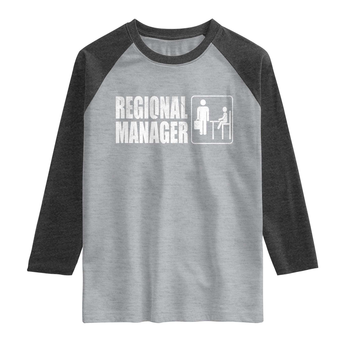 Regional Manager Raglan Shirt Funny Dad Baby Matching TS11 Heather Gray Heather Charcoal Print Your Wear