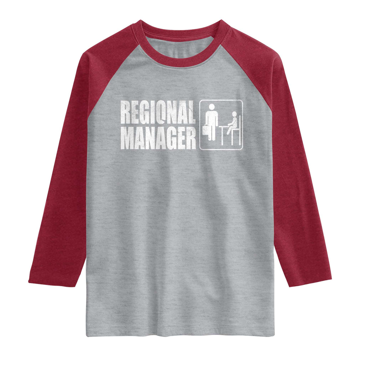 Regional Manager Raglan Shirt Funny Dad Baby Matching TS11 Heather Gray Heather Red Print Your Wear