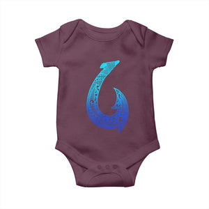 Tribal Makau Hawaiian Fish Hook Pacific Islander Hawaiian Baby Onesie TS11 Maroon Print Your Wear