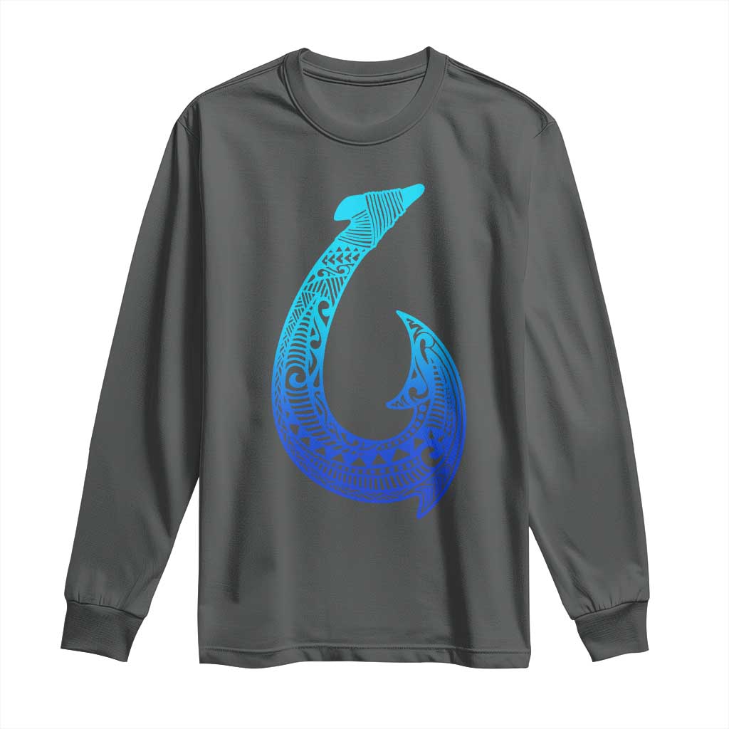Tribal Makau Hawaiian Fish Hook Pacific Islander Hawaiian Long Sleeve Shirt TS11 Dark Heather Print Your Wear