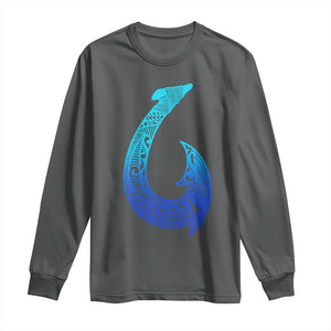 Tribal Makau Hawaiian Fish Hook Pacific Islander Hawaiian Long Sleeve Shirt TS11 Dark Heather Print Your Wear