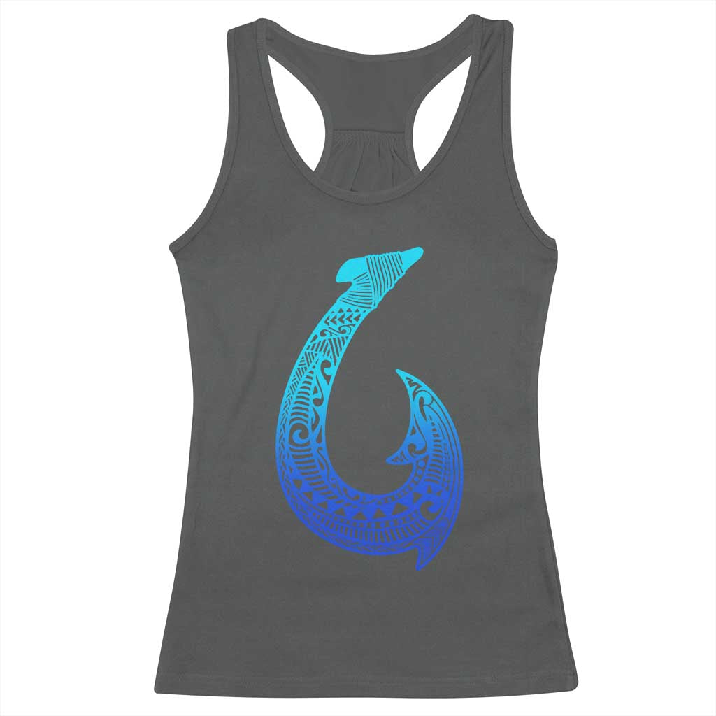 Tribal Makau Hawaiian Fish Hook Pacific Islander Hawaiian Racerback Tank Top TS11 Dark Heather Print Your Wear