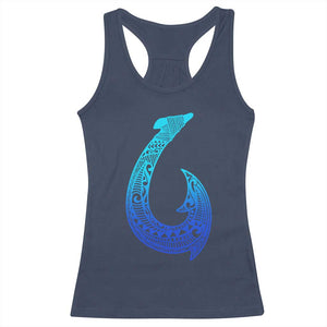 Tribal Makau Hawaiian Fish Hook Pacific Islander Hawaiian Racerback Tank Top TS11 Navy Print Your Wear
