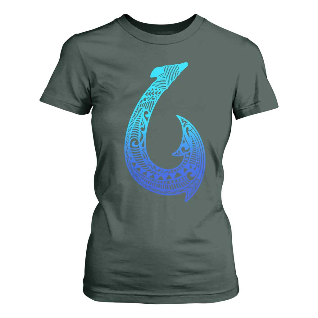 Tribal Makau Hawaiian Fish Hook Pacific Islander Hawaiian T Shirt For Women TS11 Dark Forest Green Print Your Wear