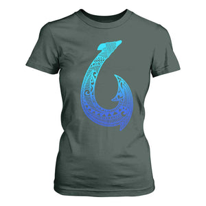 Tribal Makau Hawaiian Fish Hook Pacific Islander Hawaiian T Shirt For Women TS11 Dark Forest Green Print Your Wear