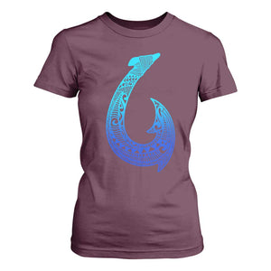 Tribal Makau Hawaiian Fish Hook Pacific Islander Hawaiian T Shirt For Women TS11 Maroon Print Your Wear