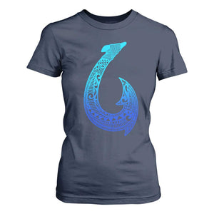 Tribal Makau Hawaiian Fish Hook Pacific Islander Hawaiian T Shirt For Women TS11 Navy Print Your Wear