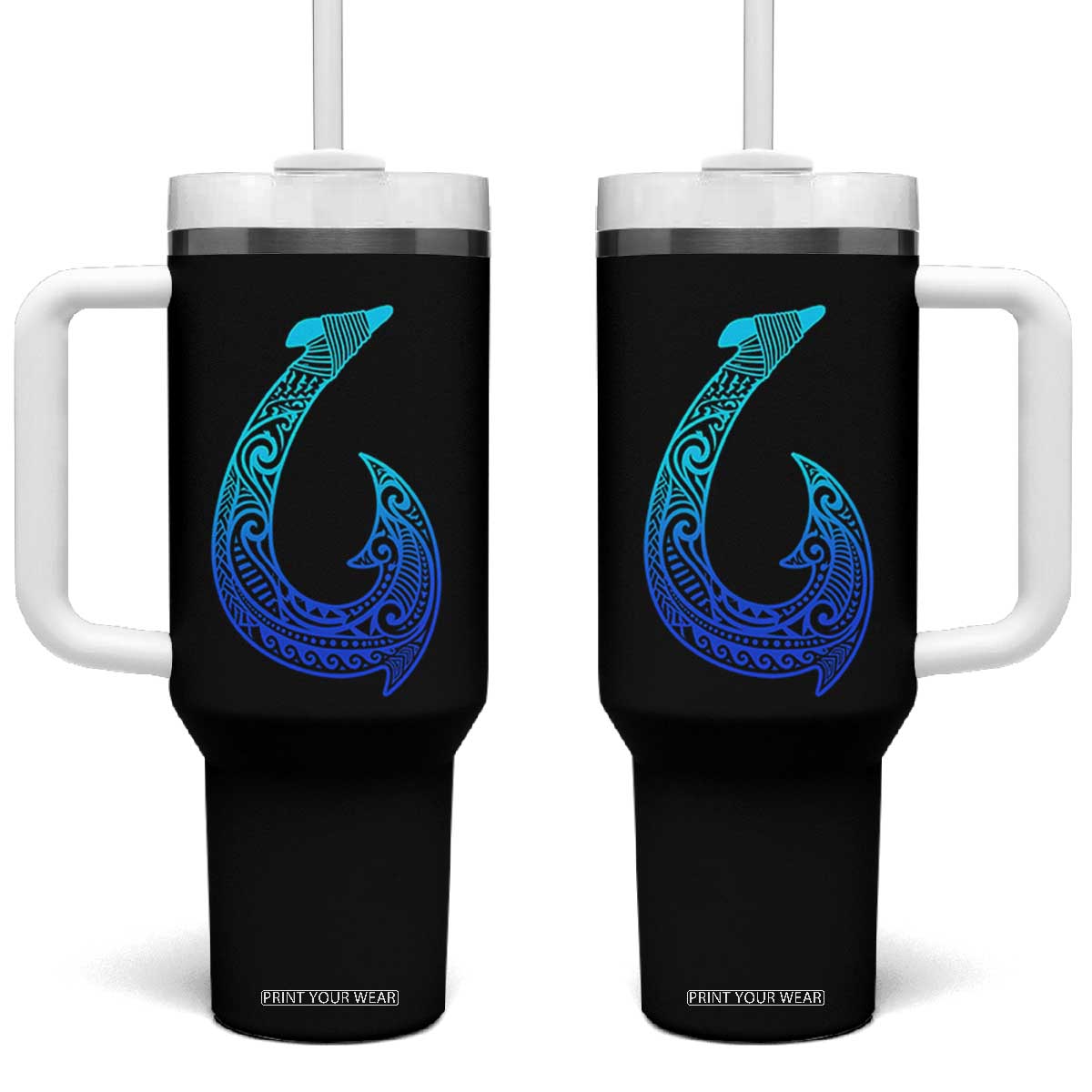 Tribal Makau Hawaiian Fish Hook Pacific Islander Hawaiian Tumbler With Handle TS11 One Size: 40 oz Black Print Your Wear