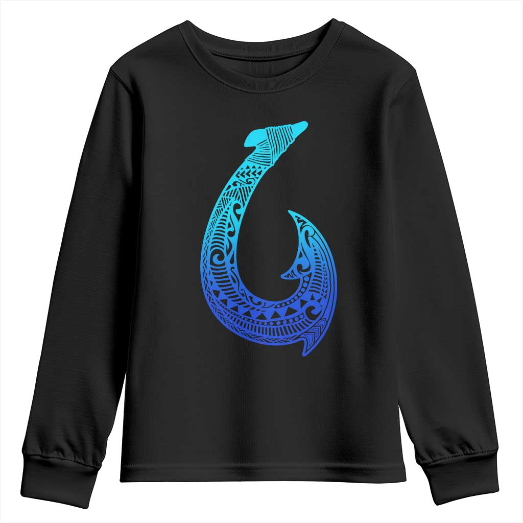 Tribal Makau Hawaiian Fish Hook Pacific Islander Hawaiian Youth Sweatshirt TS11 Black Print Your Wear