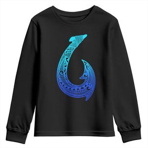 Tribal Makau Hawaiian Fish Hook Pacific Islander Hawaiian Youth Sweatshirt TS11 Black Print Your Wear