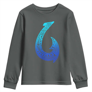 Tribal Makau Hawaiian Fish Hook Pacific Islander Hawaiian Youth Sweatshirt TS11 Dark Heather Print Your Wear
