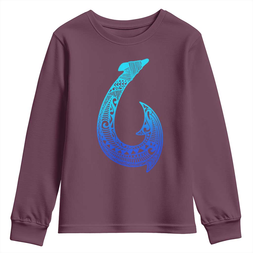 Tribal Makau Hawaiian Fish Hook Pacific Islander Hawaiian Youth Sweatshirt TS11 Maroon Print Your Wear