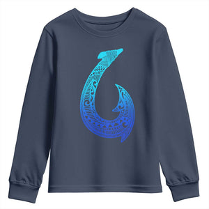 Tribal Makau Hawaiian Fish Hook Pacific Islander Hawaiian Youth Sweatshirt TS11 Navy Print Your Wear