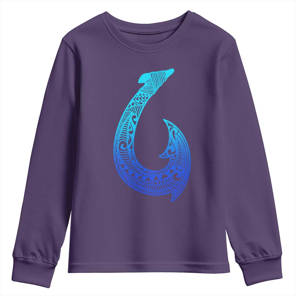 Tribal Makau Hawaiian Fish Hook Pacific Islander Hawaiian Youth Sweatshirt TS11 Purple Print Your Wear