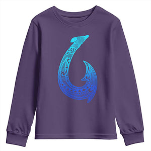Tribal Makau Hawaiian Fish Hook Pacific Islander Hawaiian Youth Sweatshirt TS11 Purple Print Your Wear
