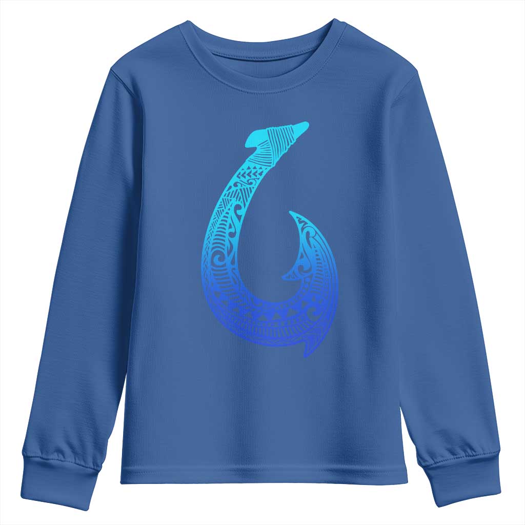 Tribal Makau Hawaiian Fish Hook Pacific Islander Hawaiian Youth Sweatshirt TS11 Royal Blue Print Your Wear