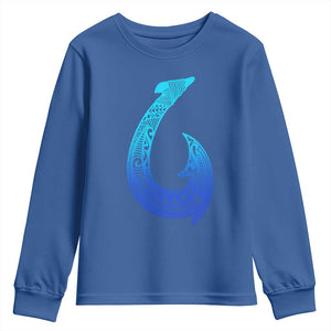 Tribal Makau Hawaiian Fish Hook Pacific Islander Hawaiian Youth Sweatshirt TS11 Royal Blue Print Your Wear