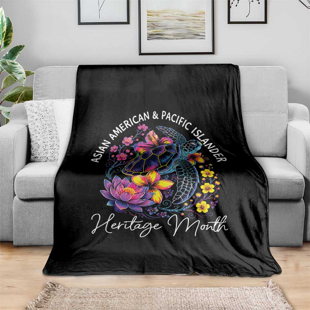 AAPI Asian American and Pacific Islander Heritage Month Throw Blanket Floral Sea Turtle TS11 Print Your Wear