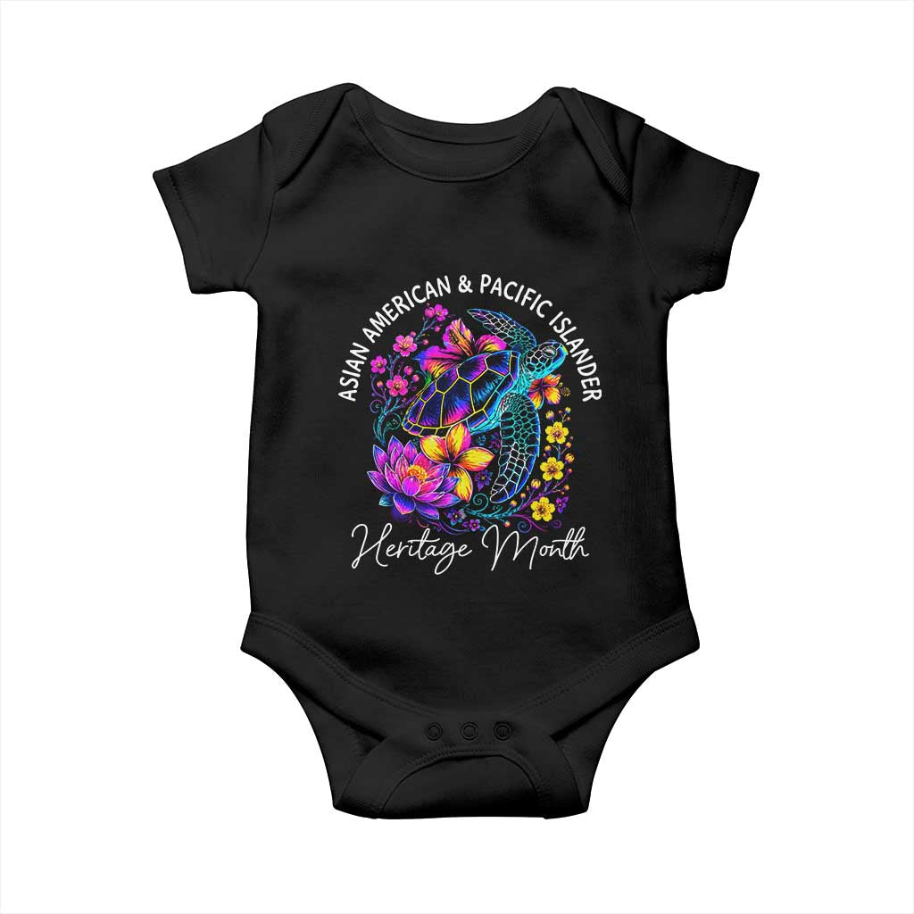 AAPI Asian American and Pacific Islander Heritage Month Baby Onesie Floral Sea Turtle TS11 Black Print Your Wear