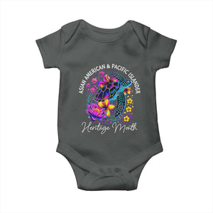 AAPI Asian American and Pacific Islander Heritage Month Baby Onesie Floral Sea Turtle TS11 Dark Heather Print Your Wear