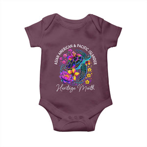 AAPI Asian American and Pacific Islander Heritage Month Baby Onesie Floral Sea Turtle TS11 Maroon Print Your Wear