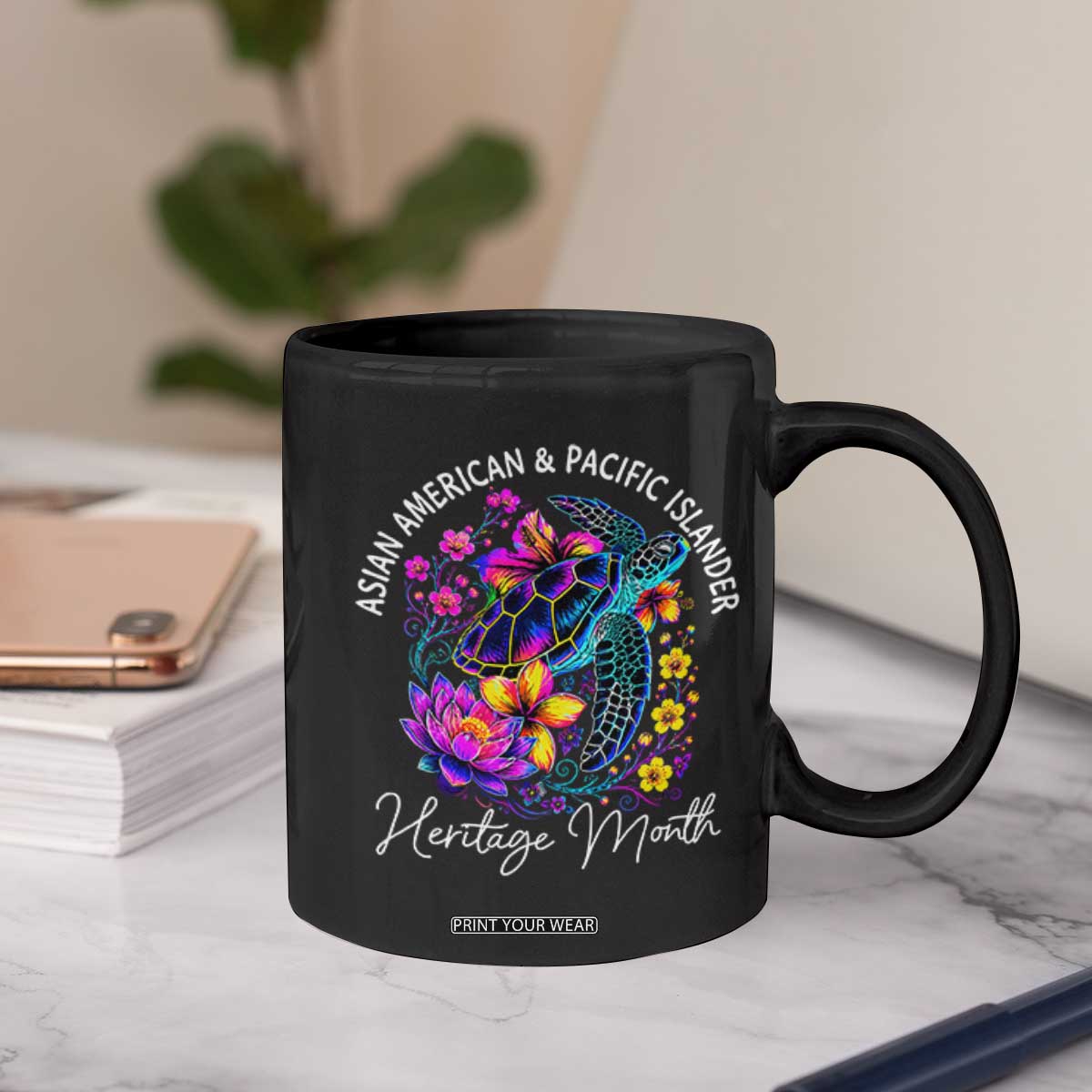 AAPI Asian American and Pacific Islander Heritage Month Coffee Mug Floral Sea Turtle TS11 Print Your Wear