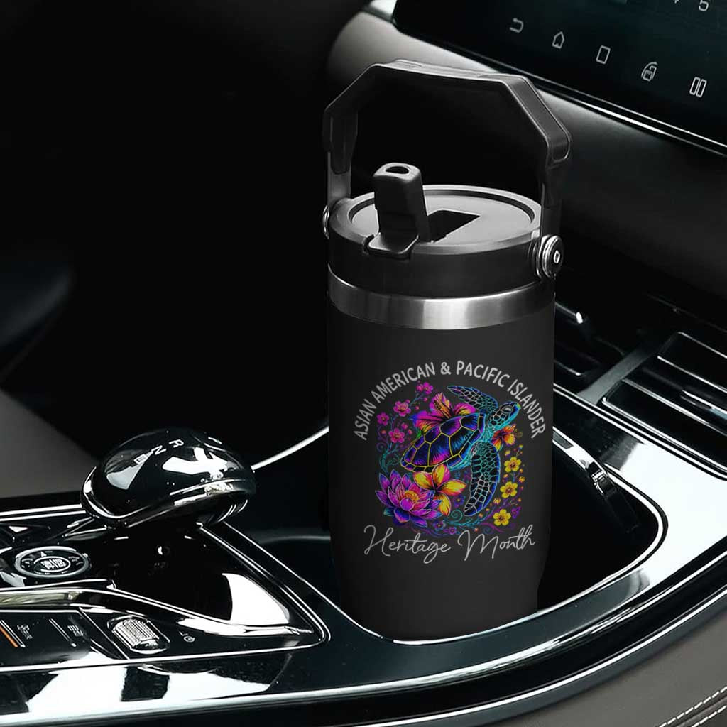 AAPI Asian American and Pacific Islander Heritage Month Flip Straw Tumbler Floral Sea Turtle TS11 Print Your Wear