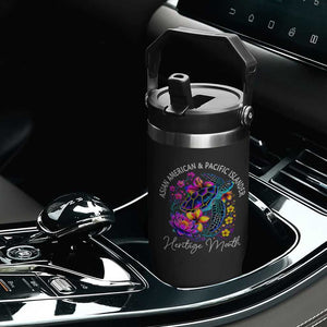 AAPI Asian American and Pacific Islander Heritage Month Flip Straw Tumbler Floral Sea Turtle TS11 Print Your Wear