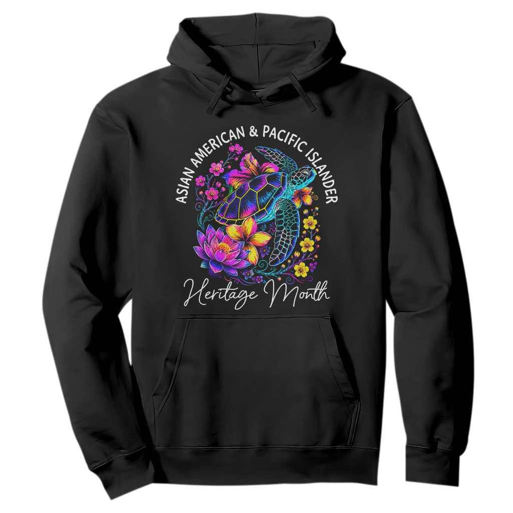 AAPI Asian American and Pacific Islander Heritage Month Hoodie Floral Sea Turtle TS11 Black Print Your Wear