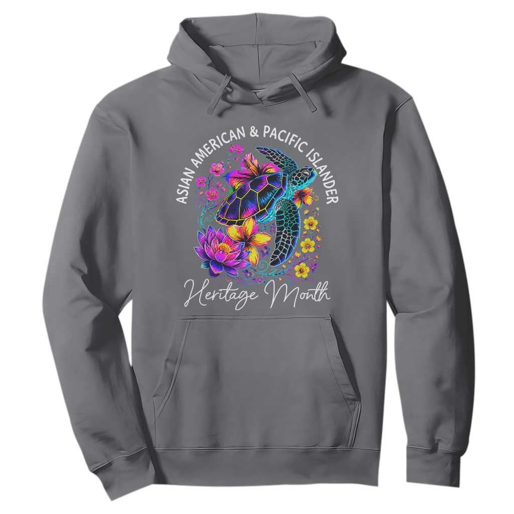 AAPI Asian American and Pacific Islander Heritage Month Hoodie Floral Sea Turtle TS11 Charcoal Print Your Wear