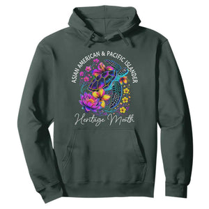 AAPI Asian American and Pacific Islander Heritage Month Hoodie Floral Sea Turtle TS11 Dark Forest Green Print Your Wear