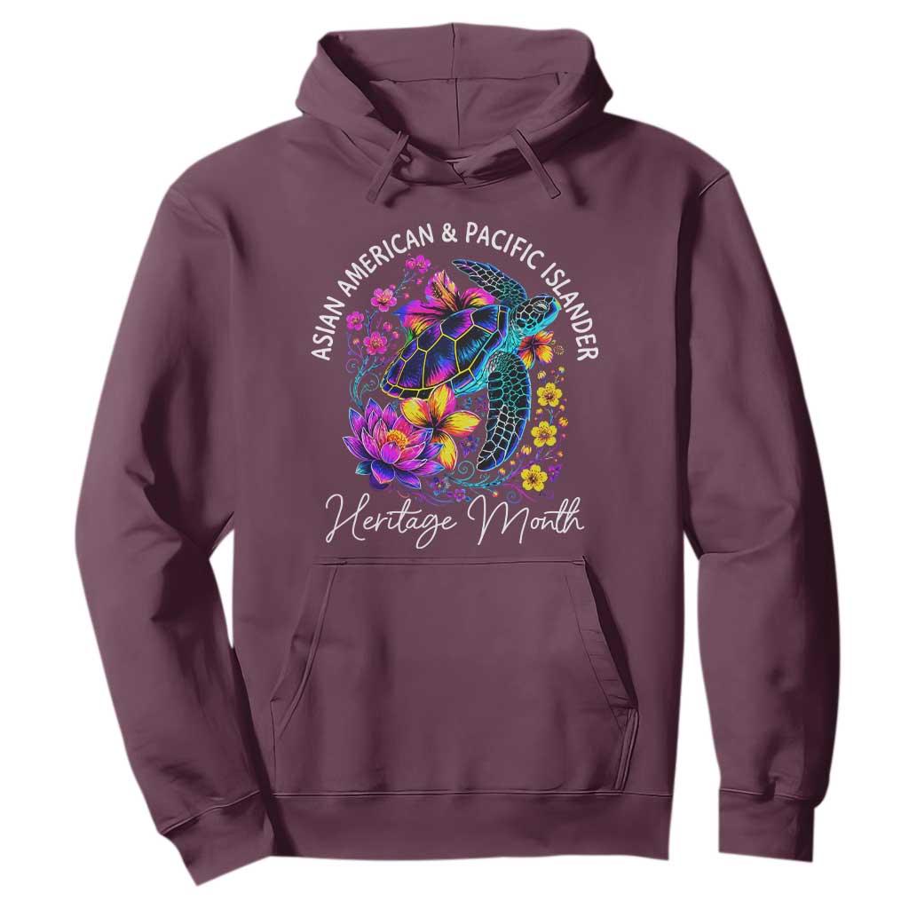 AAPI Asian American and Pacific Islander Heritage Month Hoodie Floral Sea Turtle TS11 Maroon Print Your Wear