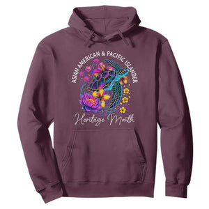 AAPI Asian American and Pacific Islander Heritage Month Hoodie Floral Sea Turtle TS11 Maroon Print Your Wear