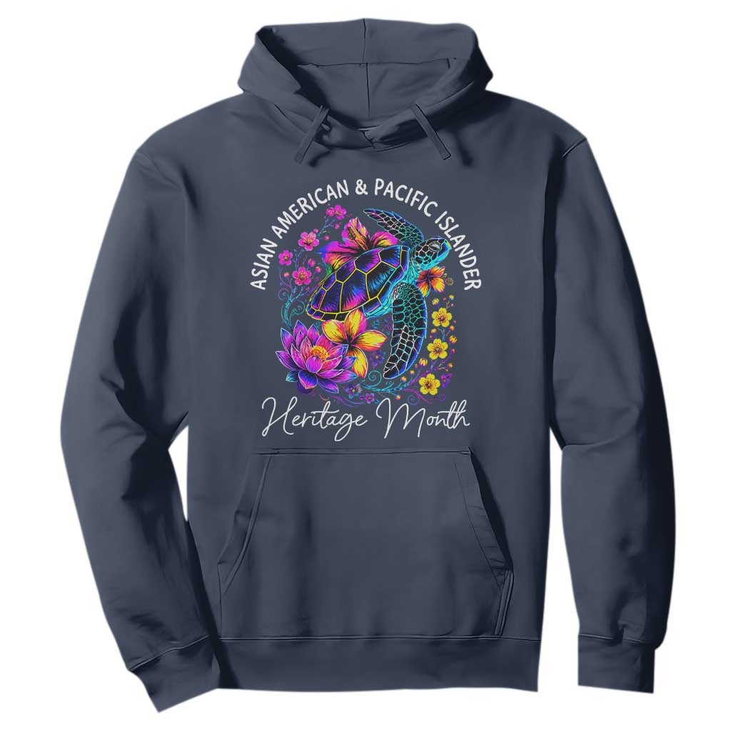 AAPI Asian American and Pacific Islander Heritage Month Hoodie Floral Sea Turtle TS11 Navy Print Your Wear