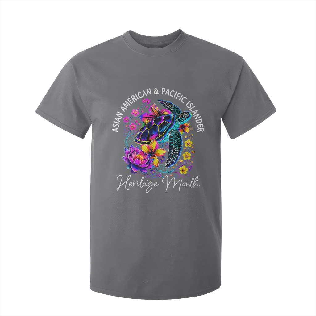 AAPI Asian American and Pacific Islander Heritage Month T Shirt For Kid Floral Sea Turtle TS11 Charcoal Print Your Wear