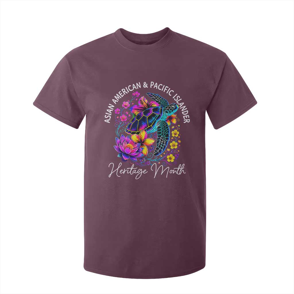 AAPI Asian American and Pacific Islander Heritage Month T Shirt For Kid Floral Sea Turtle TS11 Maroon Print Your Wear