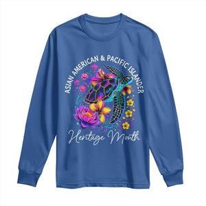 AAPI Asian American and Pacific Islander Heritage Month Long Sleeve Shirt Floral Sea Turtle TS11 Royal Blue Print Your Wear