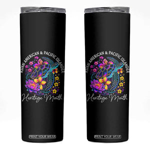 AAPI Asian American and Pacific Islander Heritage Month Skinny Tumbler Floral Sea Turtle TS11 Black Print Your Wear