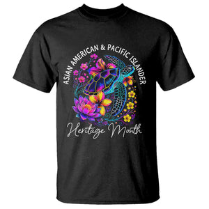 AAPI Asian American and Pacific Islander Heritage Month T Shirt Floral Sea Turtle TS11 Black Print Your Wear