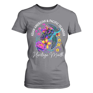 AAPI Asian American and Pacific Islander Heritage Month T Shirt For Women Floral Sea Turtle TS11 Charcoal Print Your Wear
